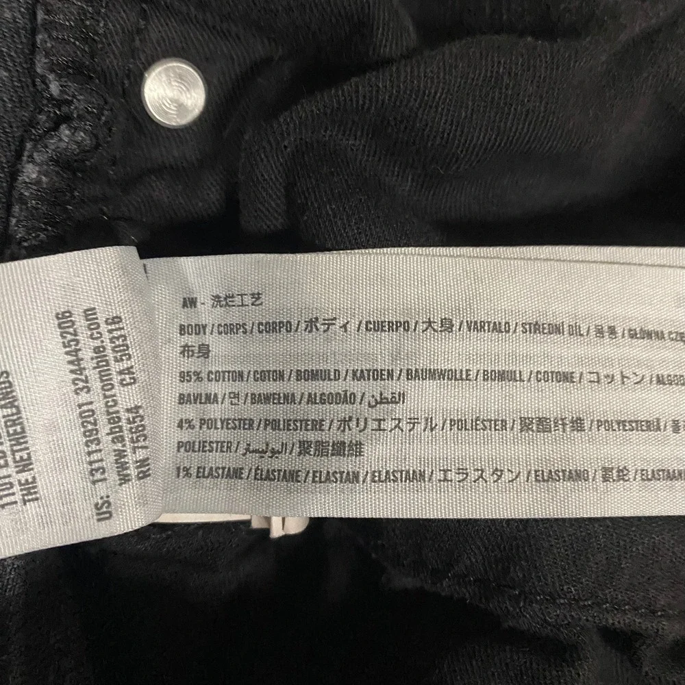 Abercrombie & Fitch Mens Skinny Jeans Faded Black Denim 33x32 131D0151-ABLACK196